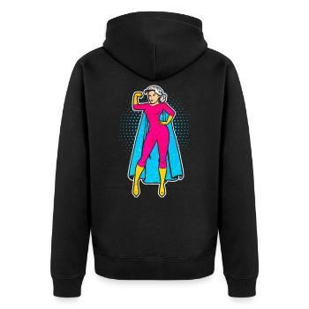 Puissance femme femme puissance super femme super héroïne - Veste à capuche bio Premium Unisexe - noir - Dos - Nico (187cm)