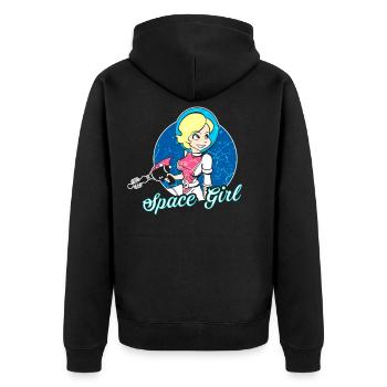 Sexy Space Girl Weltraum Frau Comic Cartoon - Unisex Premium Bio Zip Hoodie - Schwarz - Hinten - Nico (187cm)
