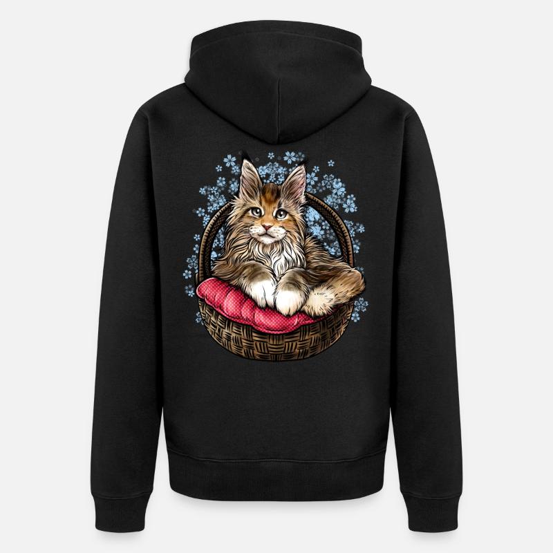 Chat Maine Coon - Veste à capuche bio Premium Unisexe - noir