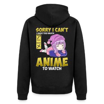 Anime Japan Comic Cartoon - Unisex Premium Bio Zip Hoodie - Schwarz - Hinten - Nico (187cm)