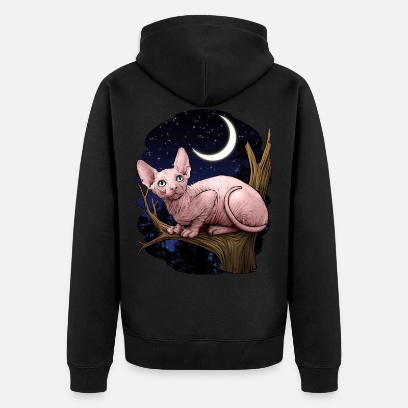 Sphynx-Katze - Unisex Premium Bio Zip Hoodie - Schwarz