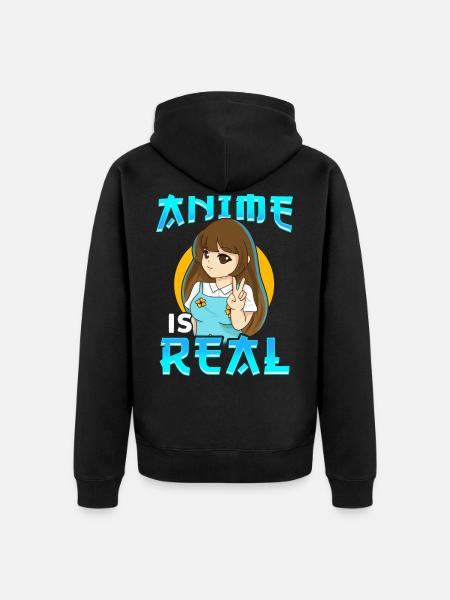 Le manga d'anime est réel - Veste à capuche bio Premium Unisexe - noir