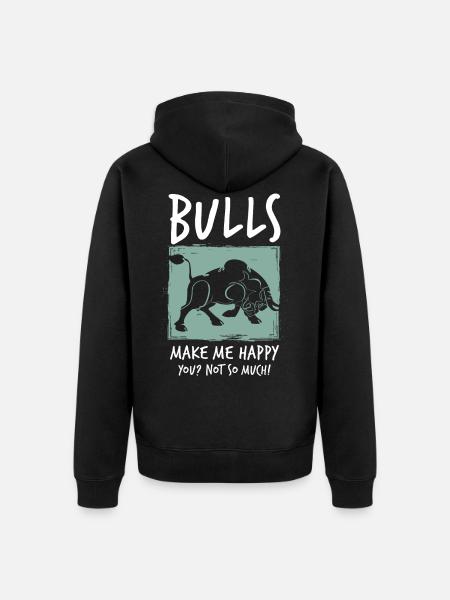 Bulle Stier - Unisex Premium Bio Zip Hoodie - Schwarz