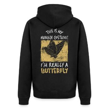 Butterfly - Unisex Premium Organic Zip Hoodie - black - Back - Nico (187cm)