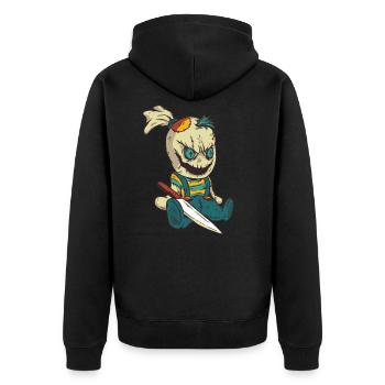 Poupée vaudou effrayant avec un couteau pour Halloween - Veste à capuche bio Premium Unisexe - noir - Dos - Nico (187cm)