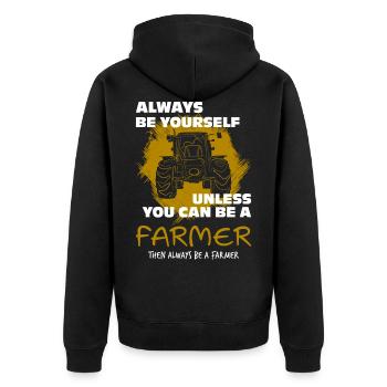 Traktor lustig - Unisex Premium Bio Zip Hoodie - Schwarz - Hinten - Nico (187cm)