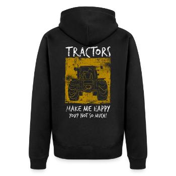 Traktor - Unisex Premium Bio Zip Hoodie - Schwarz - Hinten - Nico (187cm)