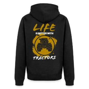 Traktor - Unisex Premium Bio Zip Hoodie - Schwarz - Hinten - Nico (187cm)