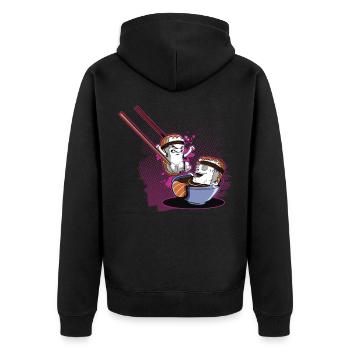 Sushi Reis Lachs Japan - Unisex Premium Bio Zip Hoodie - Schwarz - Hinten - Nico (187cm)