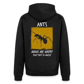 Ameisen - Unisex Premium Bio Zip Hoodie - Schwarz - Hinten - Nico (187cm)