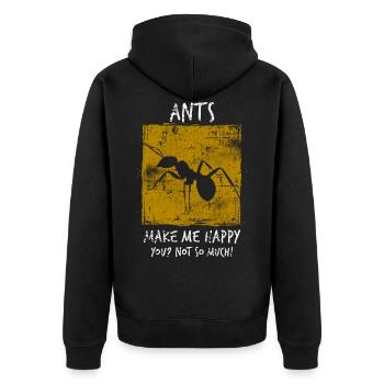 Ameise - Unisex Premium Bio Zip Hoodie - Schwarz - Hinten - Nico (187cm)
