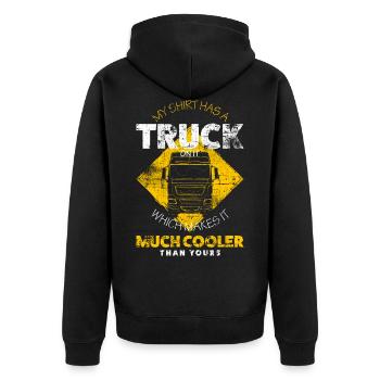 Truck - Unisex Premium Bio Zip Hoodie - Schwarz - Hinten - Nico (187cm)