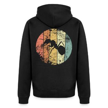 Ameise - Unisex Premium Bio Zip Hoodie - Schwarz - Hinten - Nico (187cm)