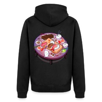 Sushi Food Nahrung Asia Japan - Unisex Premium Bio Zip Hoodie - Schwarz - Hinten - Nico (187cm)