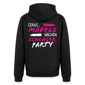Schlager Mädels Schlagerparty - Unisex Premium Bio Zip Hoodie - Schwarz - Hinten - Nico (187cm)