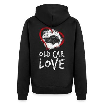 Car Oldtimer - Unisex Premium Organic Zip Hoodie - black - Back - Nico (187cm)