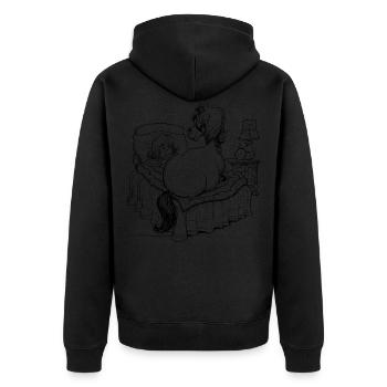 PoneyLit Thelwell Dessin - Veste à capuche bio Premium Unisexe - noir - Dos - Nico (187cm)