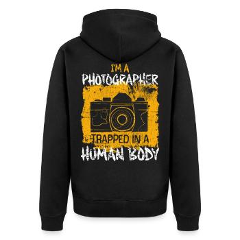 Kamera Fotograf - Unisex Premium Bio Zip Hoodie - Schwarz - Hinten - Nico (187cm)