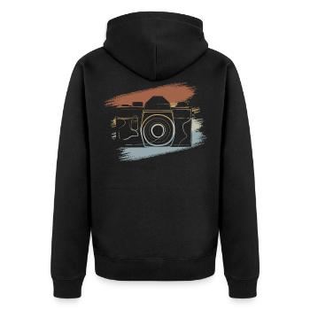 Kamera retro Fotograf - Unisex Premium Bio Zip Hoodie - Schwarz - Hinten - Nico (187cm)