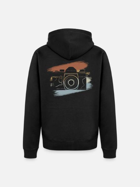 Camera retro photographer - Unisex Premium Organic Zip Hoodie - black