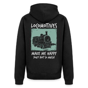 Locomotive Railway - Unisex Premium Organic Zip Hoodie - black - Back - Nico (187cm)