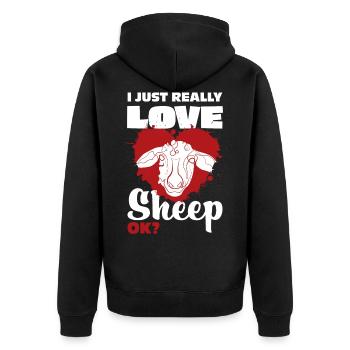 Sheep Farmer - Unisex Premium Organic Zip Hoodie - black - Back - Nico (187cm)