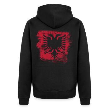 Albanien - Unisex Premium Bio Zip Hoodie - Schwarz - Hinten - Nico (187cm)