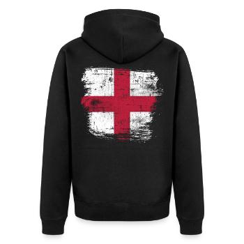 England - Unisex Premium Organic Zip Hoodie - black - Back - Nico (187cm)