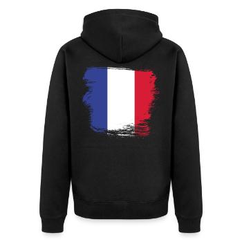 Frankreich französische Flagge - Unisex Premium Bio Zip Hoodie - Schwarz - Hinten - Nico (187cm)