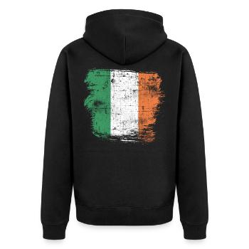 Ireland - Unisex Premium Organic Zip Hoodie - black - Back - Nico (187cm)