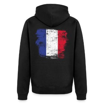Frankreich Flagge - Unisex Premium Bio Zip Hoodie - Schwarz - Hinten - Nico (187cm)