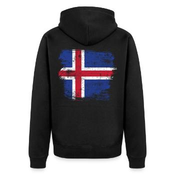 Iceland - Unisex Premium Organic Zip Hoodie - black - Back - Nico (187cm)