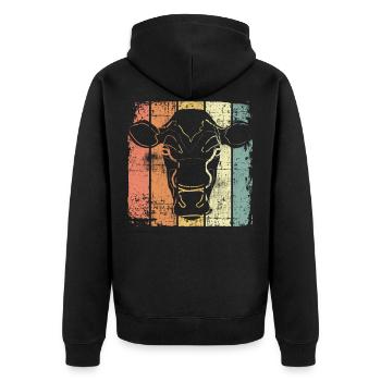 Kuh Bauernhof - Unisex Premium Bio Zip Hoodie - Schwarz - Hinten - Nico (187cm)