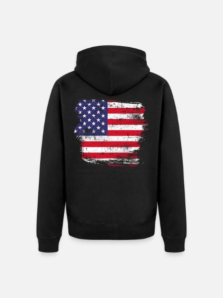 USA America Flag - Unisex Premium Organic Zip Hoodie - black