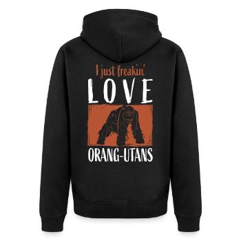 Orangutan Monkey - Unisex Premium Organic Zip Hoodie - black - Back - Nico (187cm)