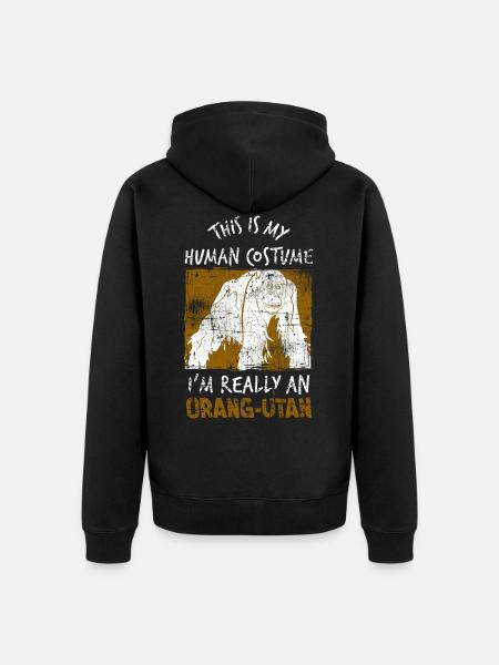Orangutan Monkey Costume - Unisex Premium Organic Zip Hoodie - black