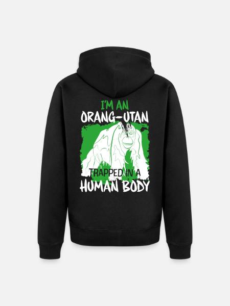 Monkey Orangutan - Unisex Premium Organic Zip Hoodie - black