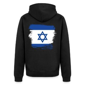 Israel - Unisex Premium Organic Zip Hoodie - black - Back - Nico (187cm)