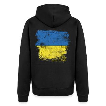 Drapeau de l’Ukraine - Veste à capuche bio Premium Unisexe - noir - Dos - Nico (187cm)