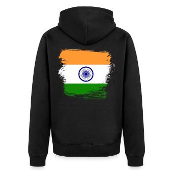 Indische Flagge Indien - Unisex Premium Bio Zip Hoodie - Schwarz - Hinten - Nico (187cm)