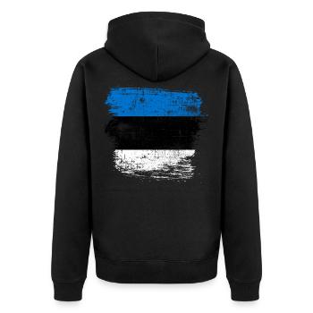 Estland - Unisex Premium Bio Zip Hoodie - Schwarz - Hinten - Nico (187cm)