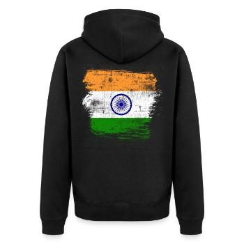 Indien - Unisex Premium Bio Zip Hoodie - Schwarz - Hinten - Nico (187cm)