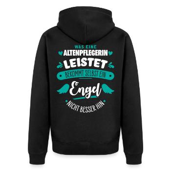 Altenpflegerin - Unisex Premium Bio Zip Hoodie - Schwarz - Hinten - Nico (187cm)
