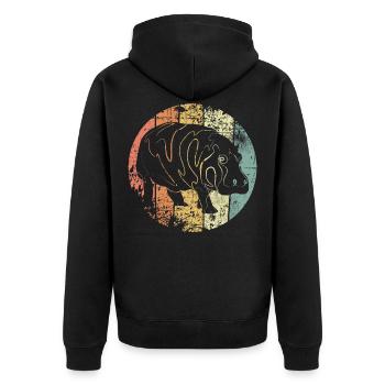 Hippopotamus - Unisex Premium Organic Zip Hoodie - black - Back - Nico (187cm)