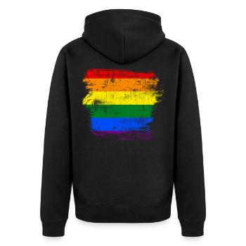 Drapeau arc-en-ciel LGBT - Veste à capuche bio Premium Unisexe - noir - Dos - Nico (187cm)
