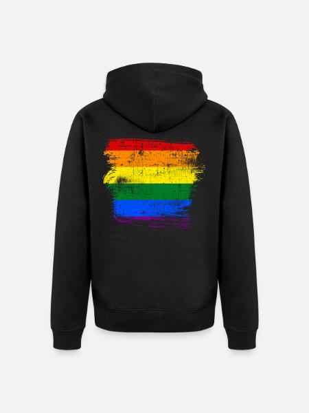 LGBT Rainbow Flag - Unisex Premium Organic Zip Hoodie - black