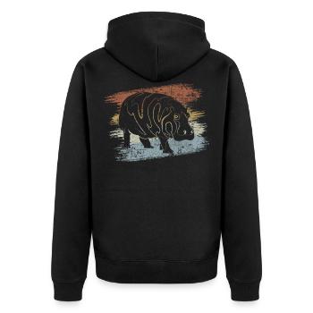 Nilpferd - Unisex Premium Bio Zip Hoodie - Schwarz - Hinten - Nico (187cm)