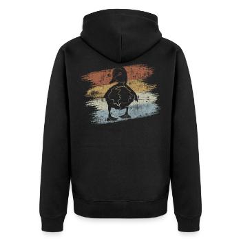 Baby Ente Entchen - Unisex Premium Bio Zip Hoodie - Schwarz - Hinten - Nico (187cm)