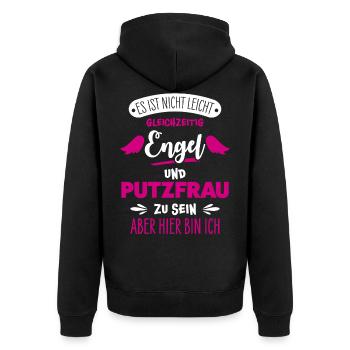 Putzfrau lustig - Unisex Premium Bio Zip Hoodie - Schwarz - Hinten - Nico (187cm)
