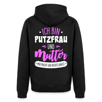 Cleaning lady mother - Unisex Premium Organic Zip Hoodie - black - Back - Nico (187cm)